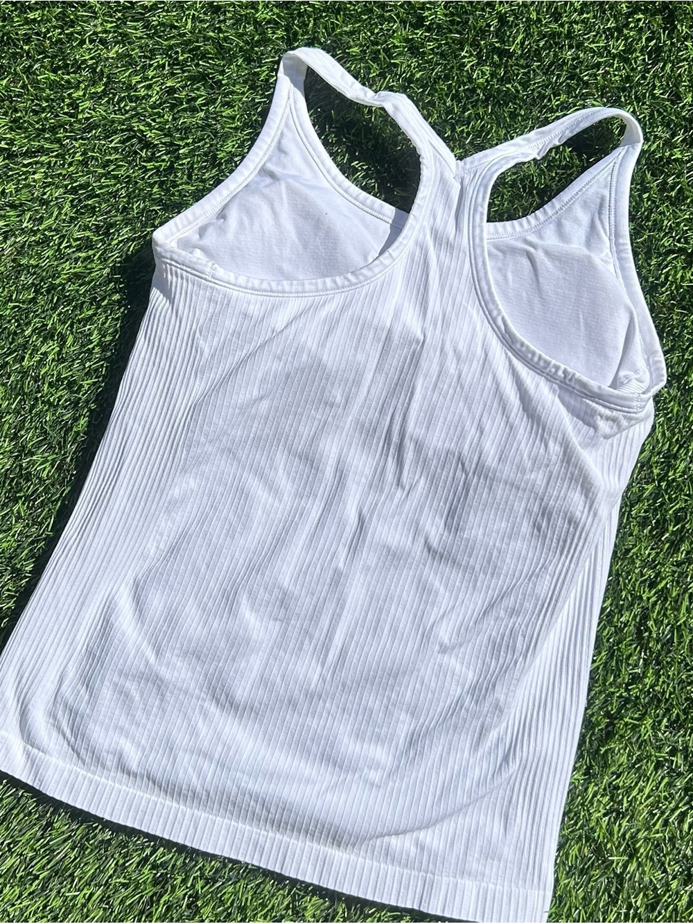 White Ribbed Racerback Tank Top - Classic Women's Basic - Picture 2 of 2